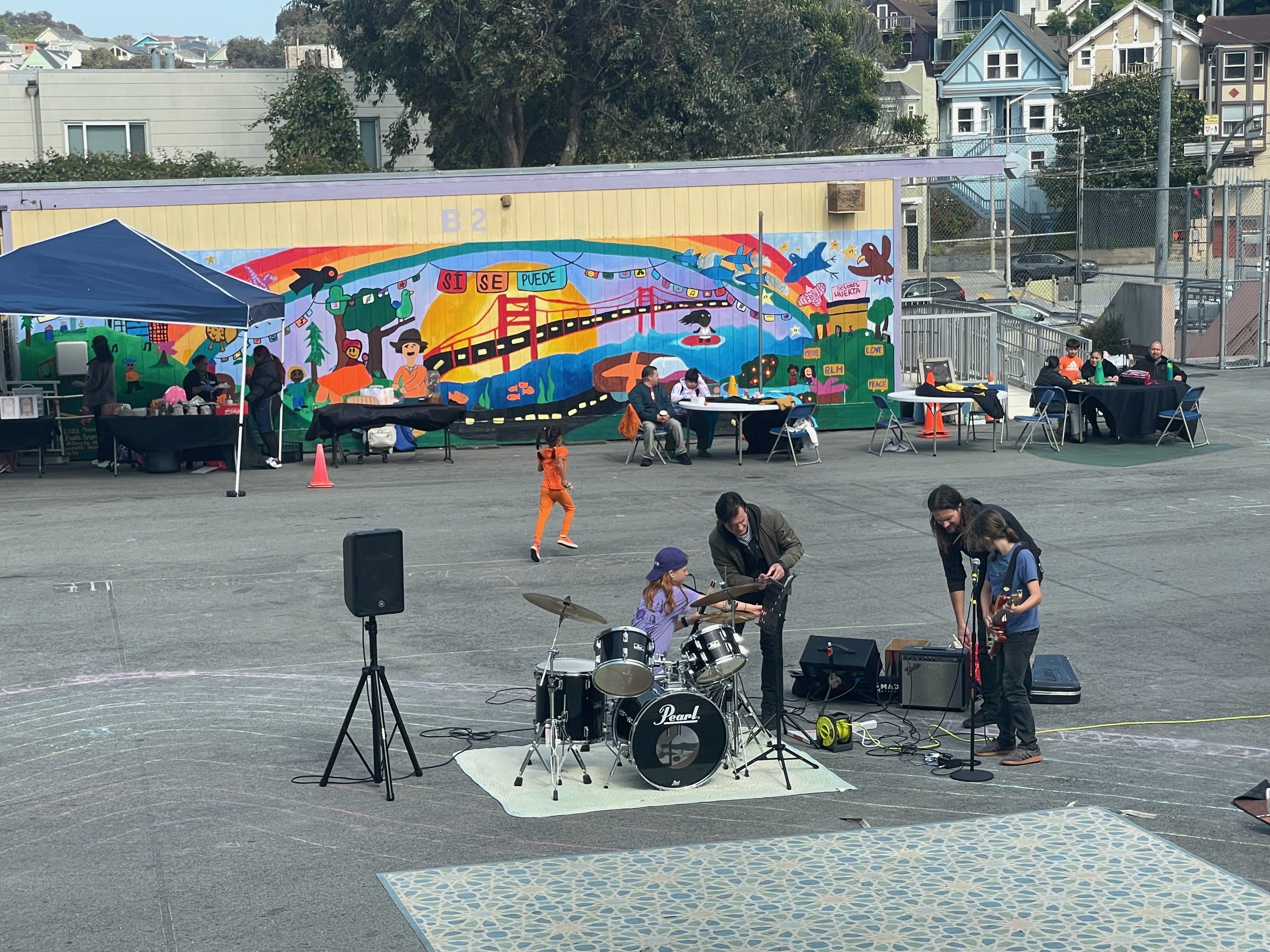 Students performing music during the Talent Show